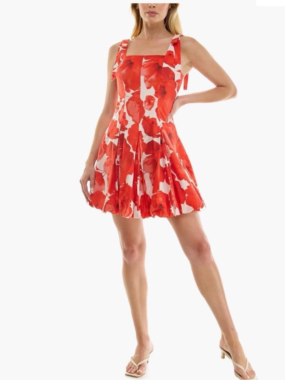 Socialite Red Floral Bubble Dress